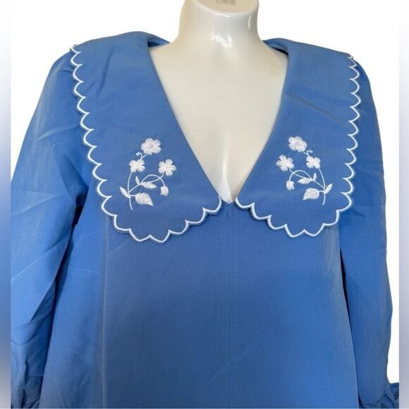 NWT Tuckernuck Cornflower Blue Easton Embroidered Blouse - Picture 4 of 8